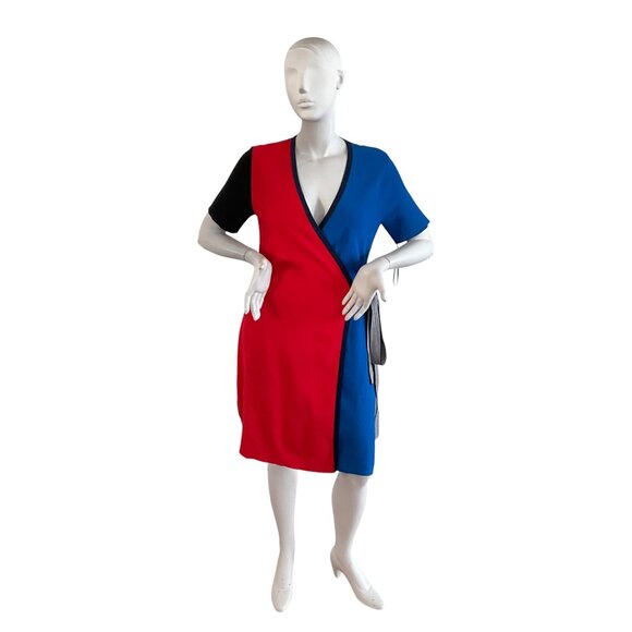 Diane Von Furstenberg Halston Flamu Flamenco Wrap Dress Belted Short Sleeve XL - Picture 2 of 9